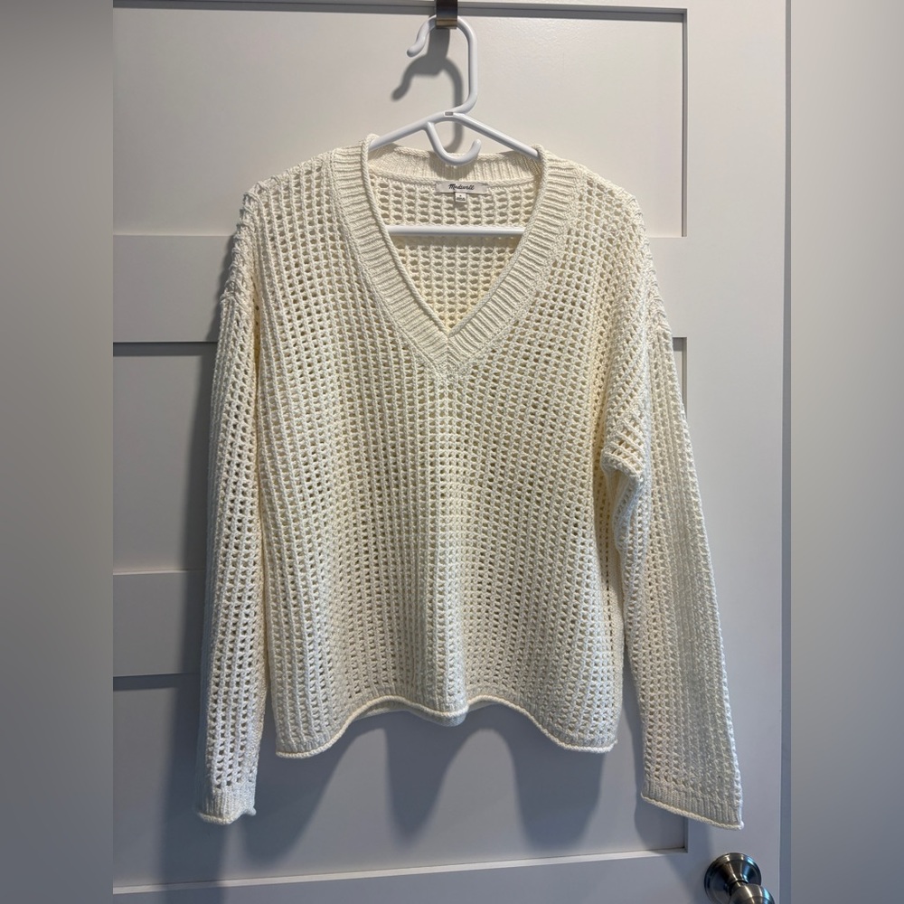 Crochet knit sweater cream